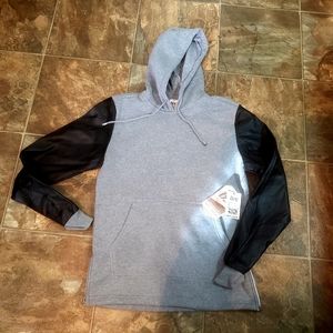 SUPER COOL LEATHER SLEEVED HOODIE